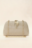 Kyla | Women’s Gold Leaf Accent Satin Clutch