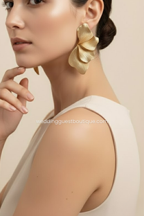 Carmen | Women's Textured Metal Leaf Drop Earrings